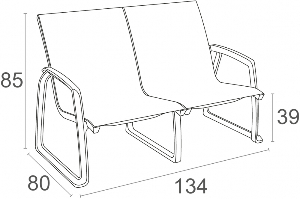 Диван пластиковый двухместный Siesta Contract Pacific Lounge, белый