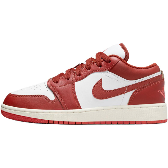 Иордания Air Jordan 1 Детские баскетбольные площадки Низкие Белые и Красные Юнисекс