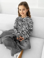 Лонгслив зебра для девочки на осень
