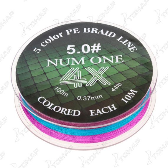 Шнур NUM ONE PE4X-100M 5.0#/0,370 mm Multi Colour Ryobi