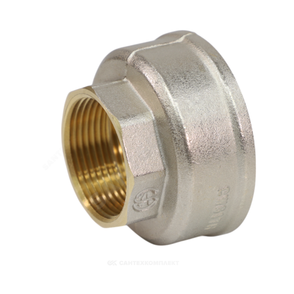 Муфта латунь никель переходная Ду 32х15 (1 1/4"х1/2") ВР/ВР 9019 ГОСТ 32585-2013 Aquasfera 9019-04