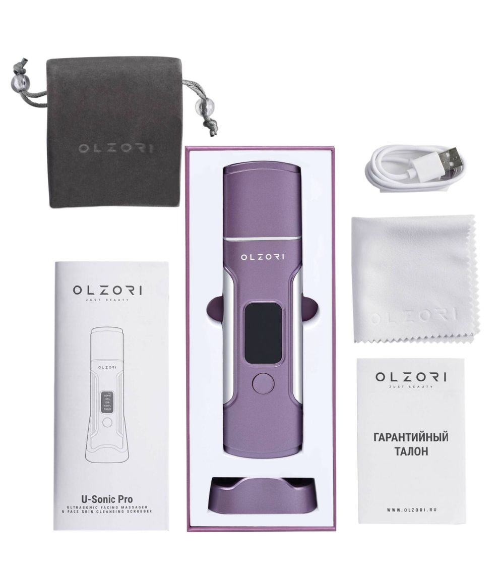 OLZORI U-SONIC PRO Многофункциональный ультразвуковой скрабер-массажер для лица