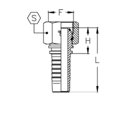 Фитинг DN 06 BSP (Г) 1/4 (90) (накидная гайка) (o-ring) TIEFFE
