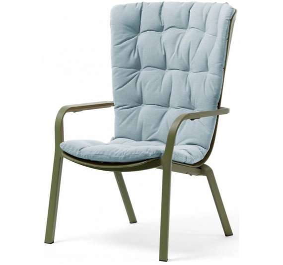 Уличное кресло Folio агава с голубой подушкой