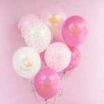 Шар (12''/30 см) С Днем Рождения! (короны для принцессы), Ассорти, кристалл, 5 ст 25 шт.