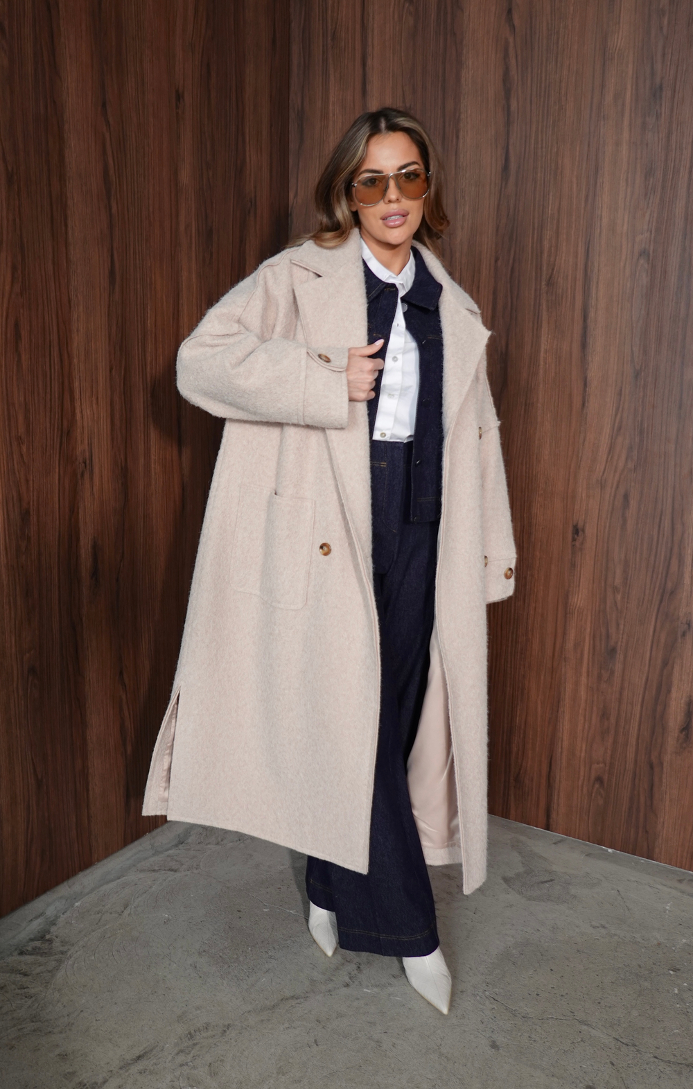 Пальто оверсайз из буклированной шерсти