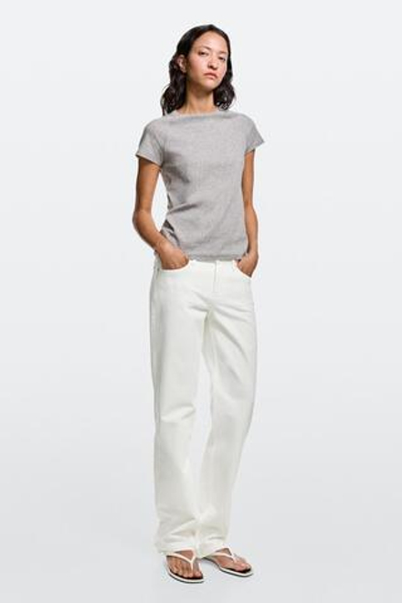 Massimo Dutti Джинсы прямого кроя с низкой посадкой, экрю