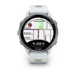 Garmin Forerunner 970 белые, титановый безель, с бело-зеленым ремешком