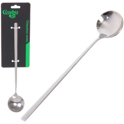 Ложка чайная с длинной ручкой 20см «SERGIO», цвет серебро