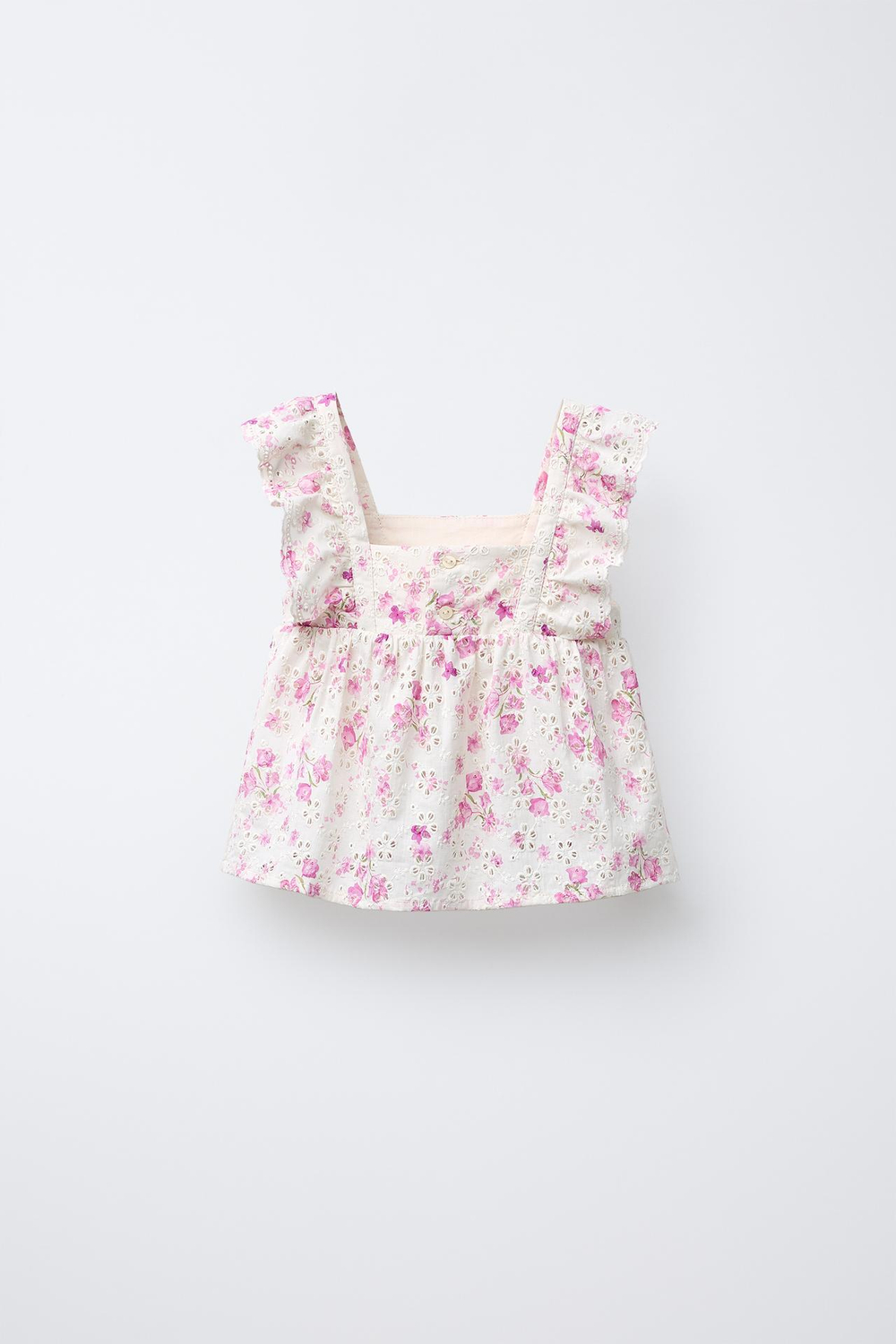 ZARA ТОП ШИФФЛИ С ЦВЕТОЧНЫМ ПРИНТОМ, РОЗОВЫЙ