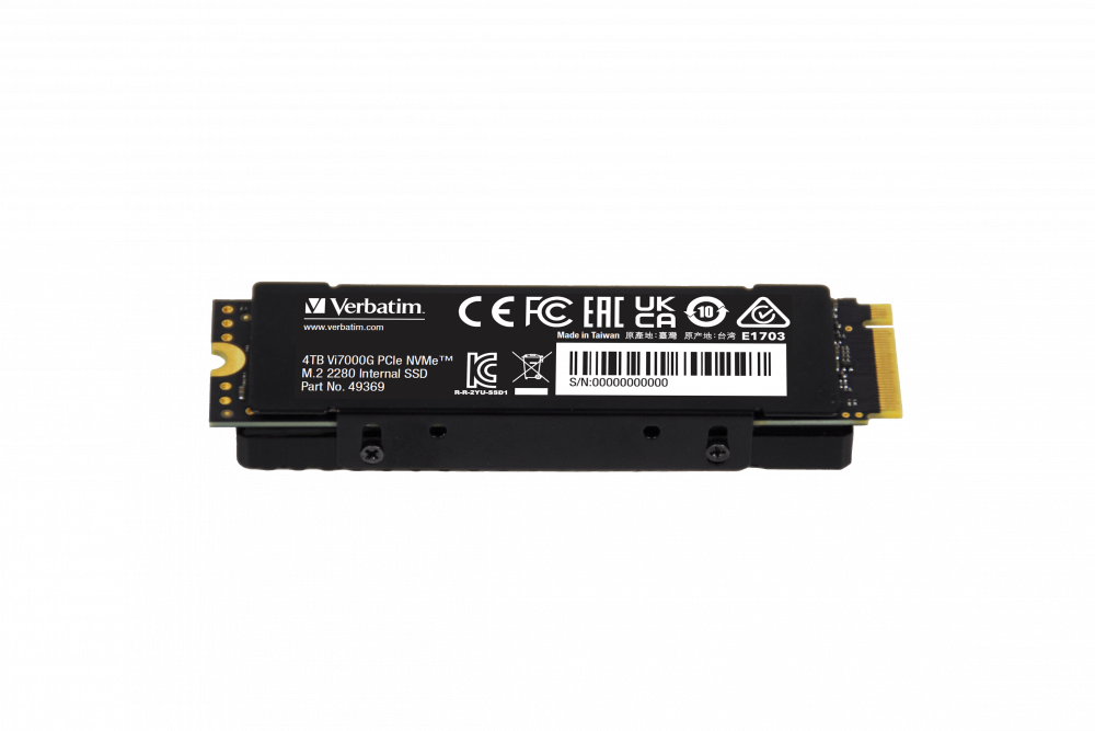 Внутренний накопитель Verbatim VI7000G SSD PCIe NVMe 4TB, R/W 7000/6500 МБ/с