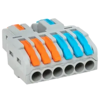 Строительно-монтажная клемма СМК 222-426 разветвительная 6 выходов 0,08-4 мм2 EKF