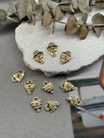 Подвеска "Секрет" фианитами, позолота 14k, 16*12 мм, 2 штуки