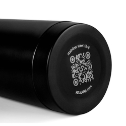 Термос Relaxika 101 (0,35 литра), черный (стикерпак "Красоты России")