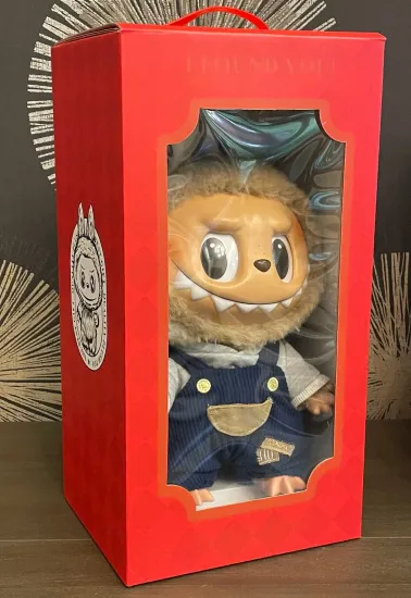 Мягкая игрушка MEGA Лабубу в синем комбинезоне 40см в подарочной упаковке