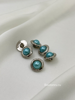 Пуговицы Шан. Жемчуг серебро голубые бирюзовые 13 мм