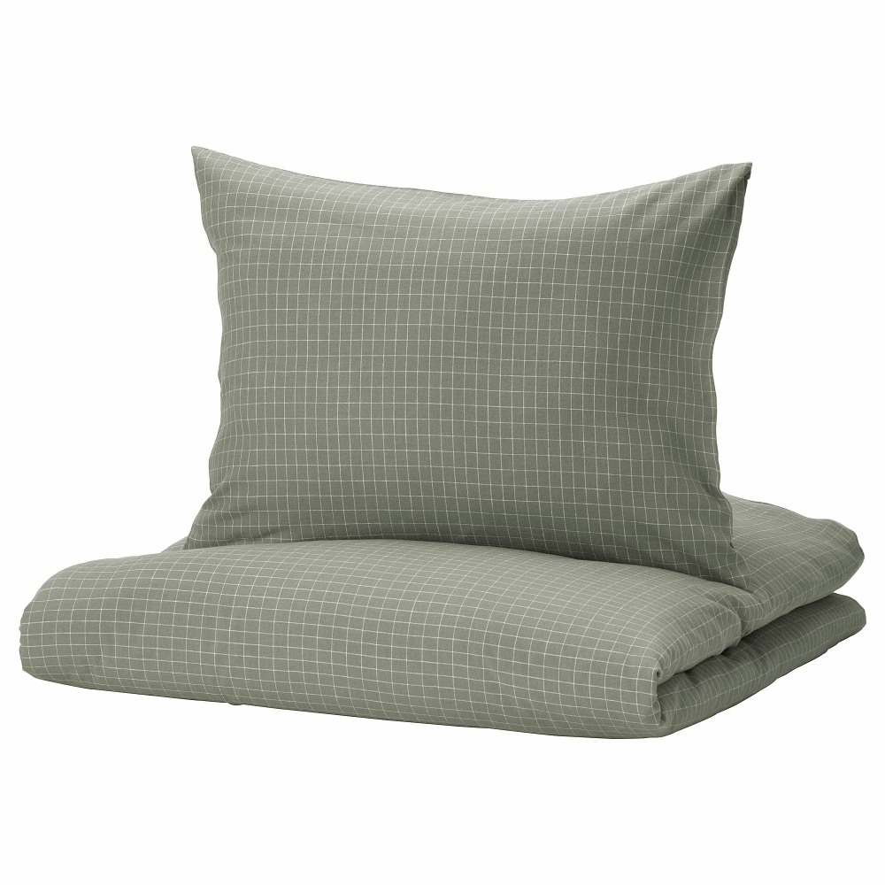 Комплект постельного белья IKEA AKERFIBBLA (ОКЕРФИББЛА), Двуспальный, Хари в клетку, 240x220, 50x80 см