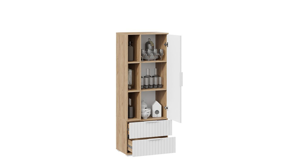 Шкаф-витрина в гостиную Дуб Крафт золотой/Белый матовый 58х34х151 см