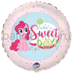 Фольгированная фигура, круг, WHAT A SWEET DAY Пони/FM,18"/46СМ