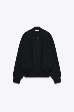 ZARA БОМБЕР INTERLOCK, ЧЕРНЫЙ