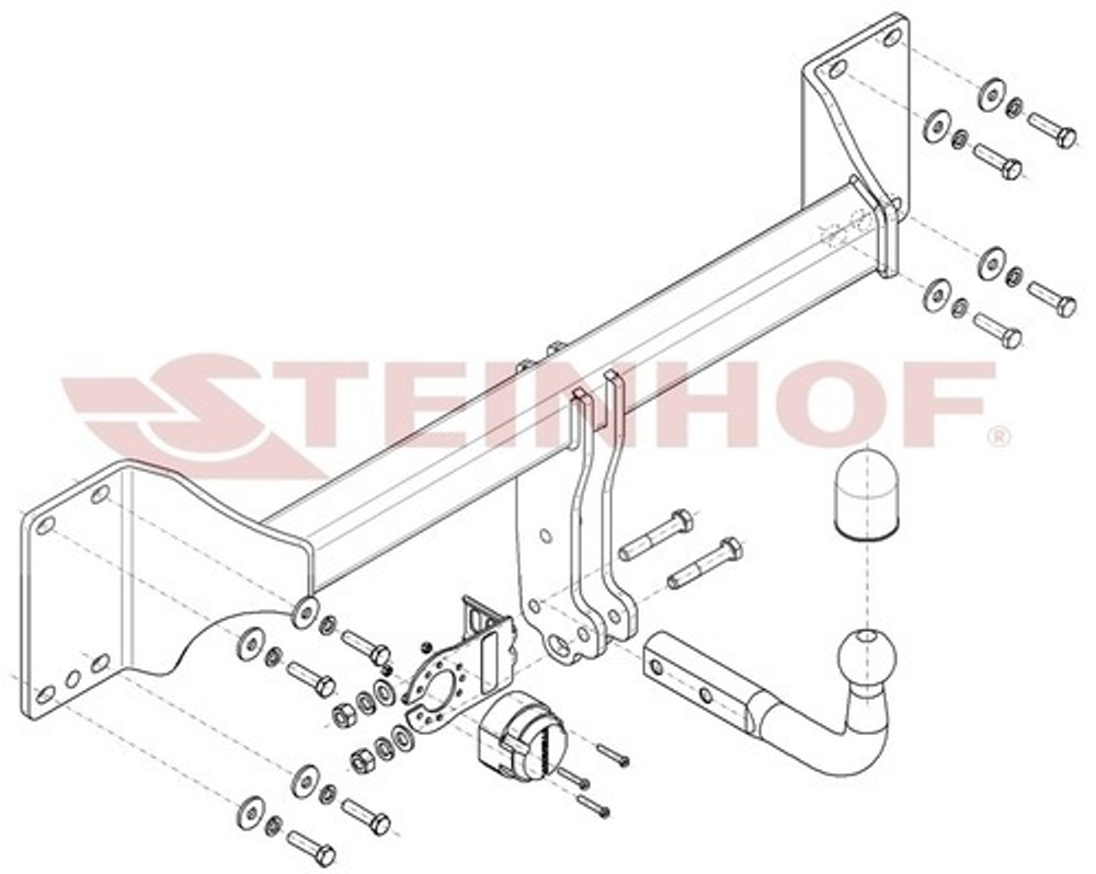 Фаркоп Steinhof A-119 для Audi E-Tron (GEA) Sportback 09/2019-, Audi E-Tron (GEN) 09/2018-(паспорт и сертификат в комплекте)(без электрики)