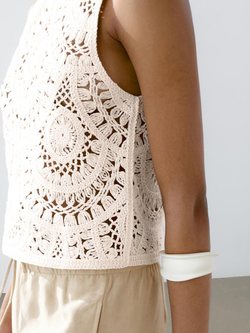 Massimo Dutti Вязаный Топ, Кремовый