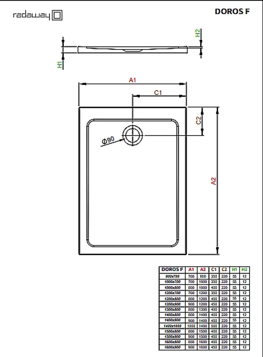 Душевой поддон Radaway Doros F 150x90 SDRF1590-01-04S белый