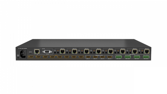 Wyrestorm MX-0808-KIT-V2 - комплект из матричного коммутатора 8х8 HDBaseT (4K60 4:2:0) и 8 приемников (4K до 35м, FullHD до 70м), де-эмбедирование аудио, PoH, ИК, RS-232, LAN
