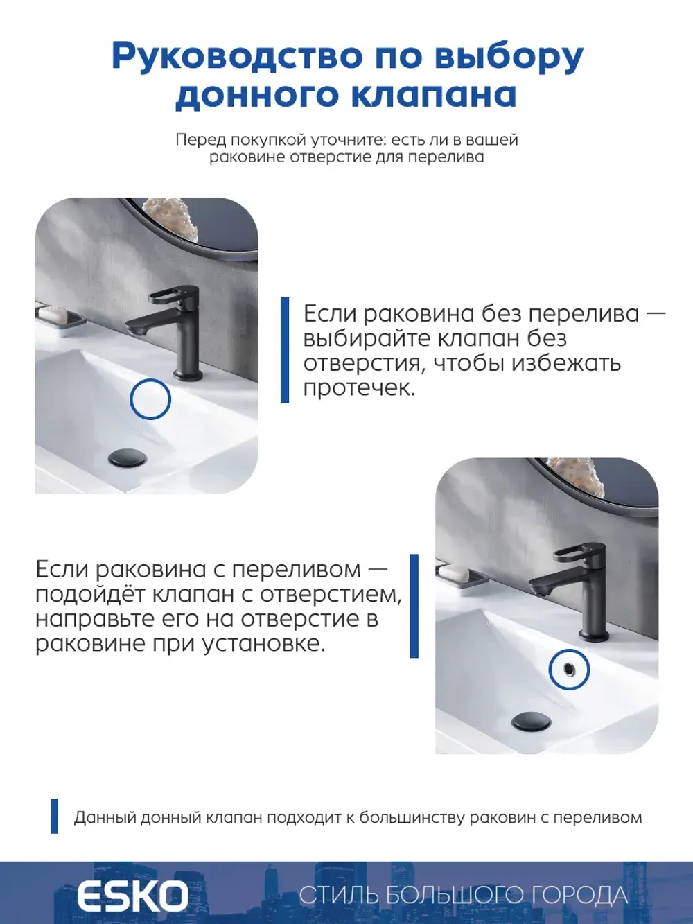 Донный клапан для раковины ESKO Bangkok BGBlack, Black, цвет черный
