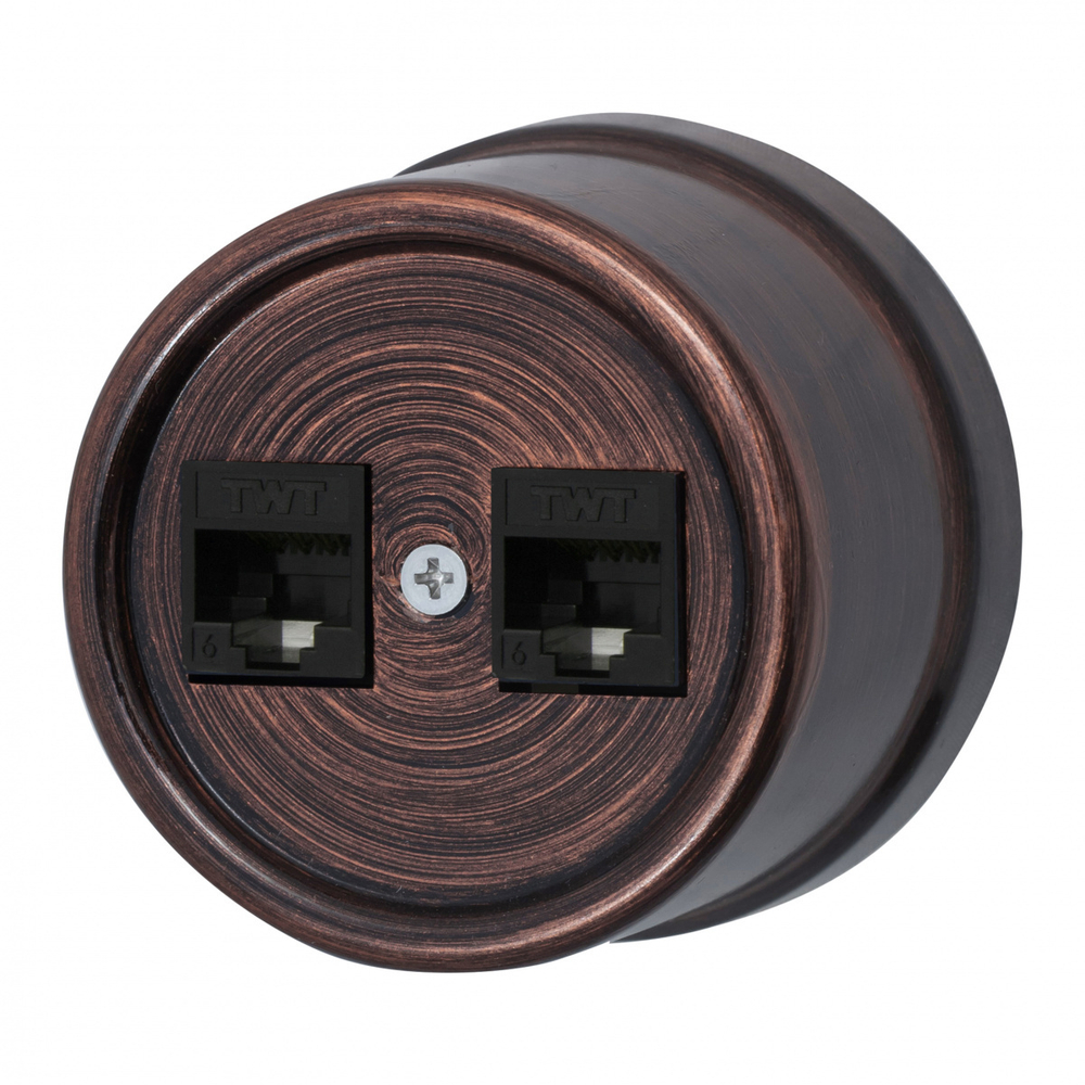 Розетка RJ45 информационная двойная, пластик, цвет Медный Век B1-302-16