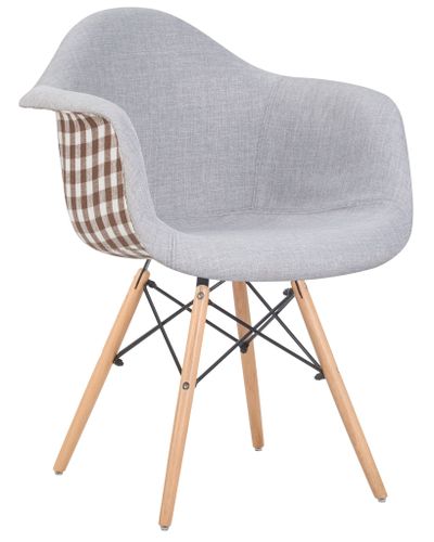 Стул обеденный  DAW MONICA (ножки светлый бук, сиденье 009 коричневая клетка, бежевая ткань)