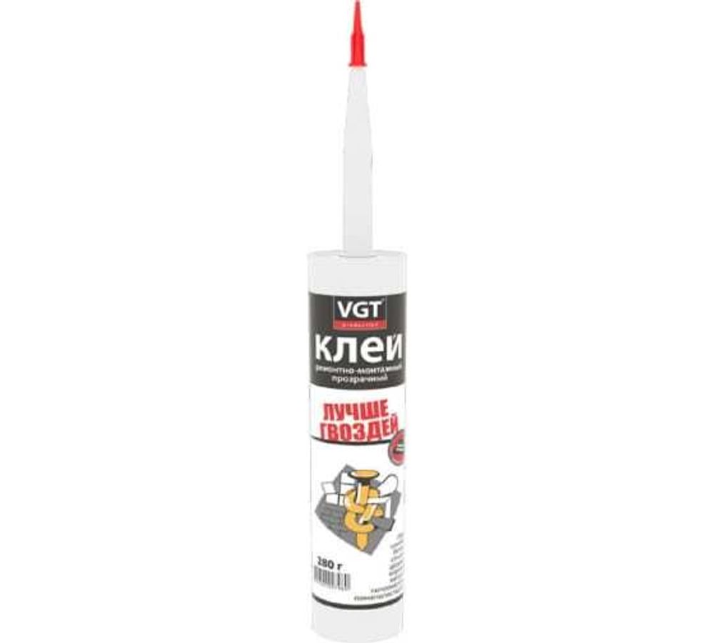 Жидкие гвозди (Клей монтажный) акриловый Ремонт-монтаж прозрачный 0.28кг ВГТ
