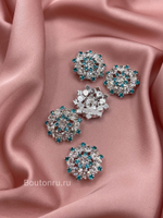 Пуговицы Стразы1 серебристо-голубые
