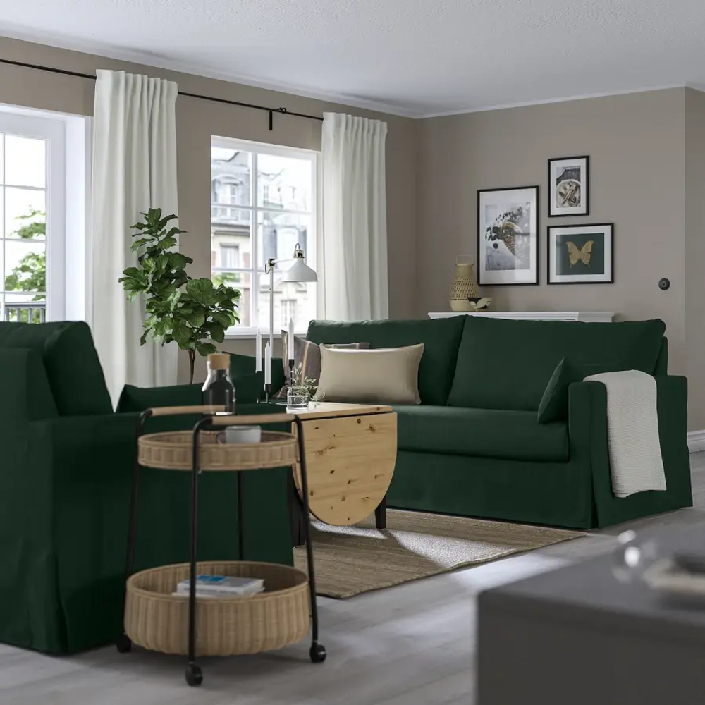 Диван 3-местный - IKEA HYLTARP/ХИЛТАРП ИКЕА, темно-зеленый