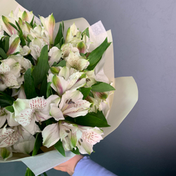 Букет 9 белых альстромерий
