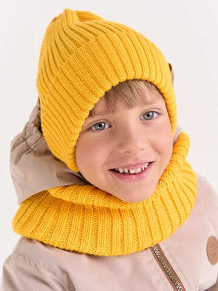 Снуд из смесовой шерсти "Горчица" вертикальная вязка