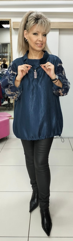 Комбинированный блузон-туника с подвеской