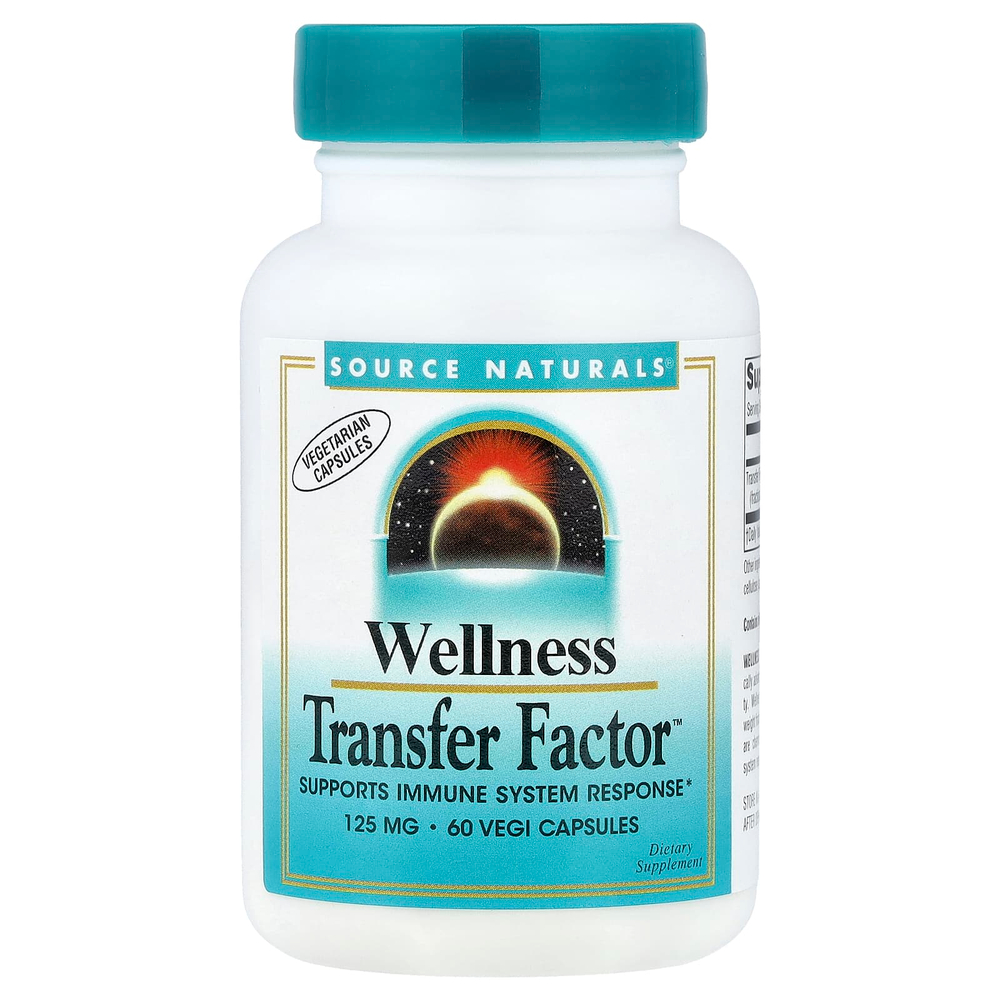 Source Naturals, Wellness Transfer Factor™, поддержка реакции иммунитета, 125 мг, 60 растительных капсул