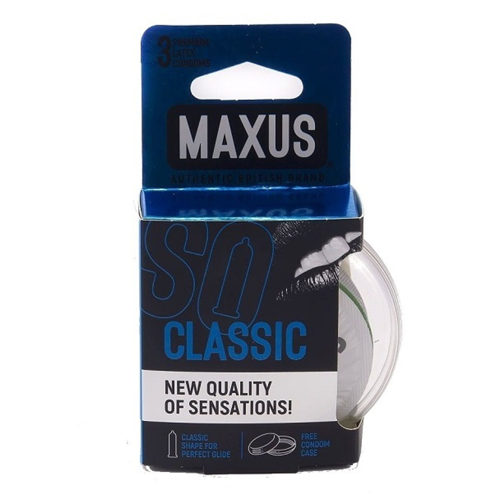 Классические презервативы в пластиковом кейсе Maxus Classic 3шт