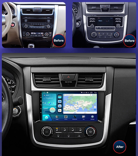 Магнитола для Nissan Teana 2014-2016 (L33) (поддержка кругового обзора) - Kuberg QLed, Android 13, TS20, CarPlay, SIM-слот