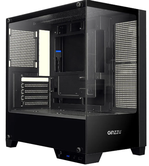 Корпус Ginzzu CL570 mATX закаленное стекло боковая и передняя панель