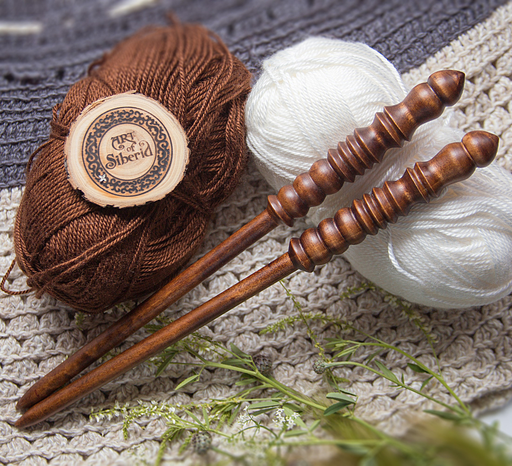 Спицы для вязания из дерева 10мм/305мм прямые береза #N3