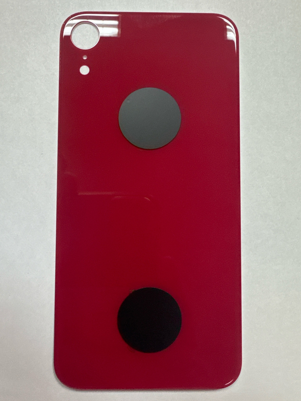 Задняя крышка для iPhone Xr (A2105) Красный (стекло, монолит, широкий вырез под камеру, логотип) - Премиум