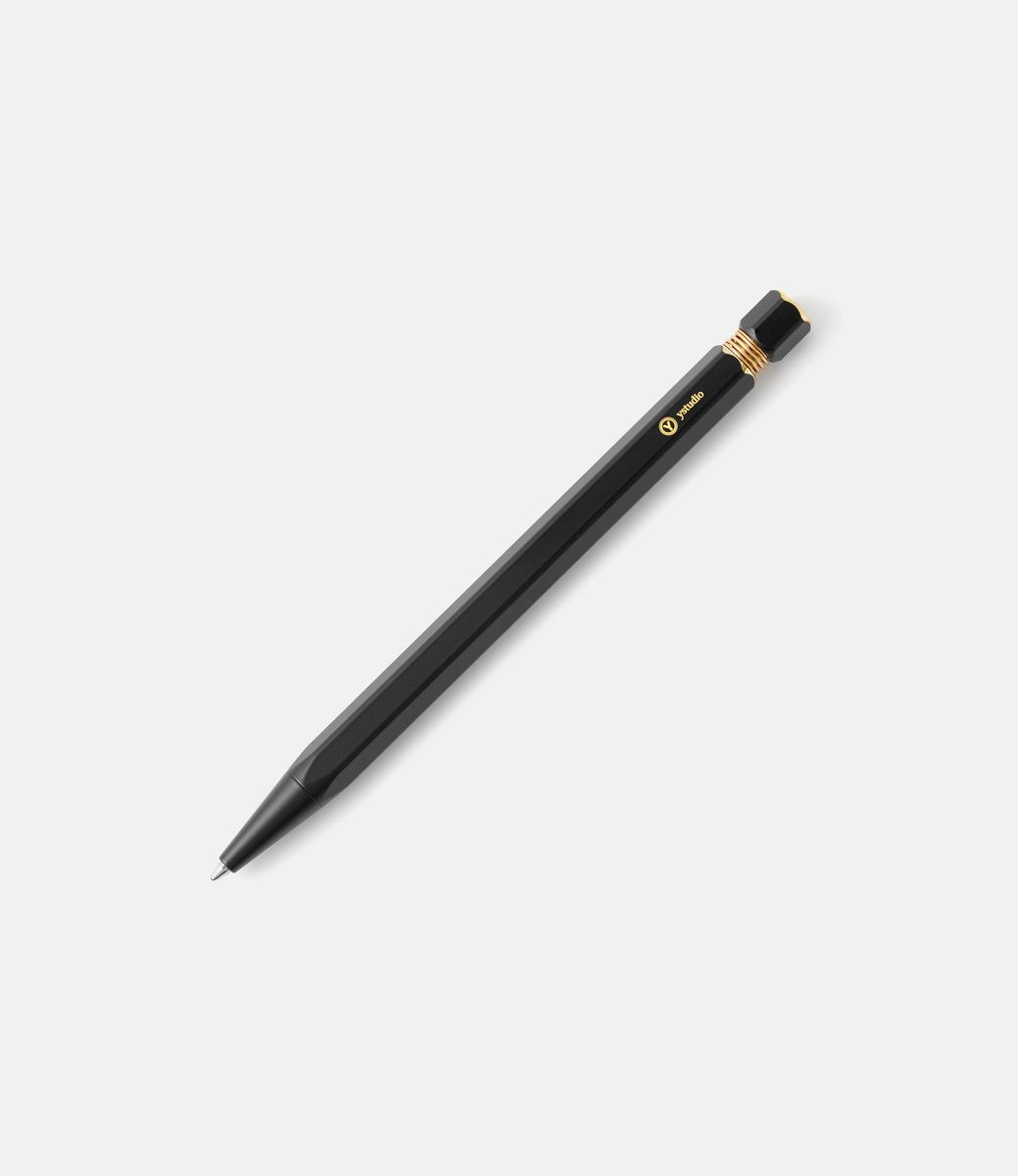 Ystudio Classic Revolve Ballpoint Pen Spring Black — ручка из латуни