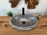 Раковина из мрамора Oval Grey Marmo Wave OM-65748 56х36х15 из натурального камня