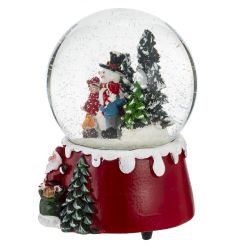 GAEM Фигурка декор в стекл шаре "Снеговик и дети" (муз ключ), D 10 см, L9,5 W10 H15 см