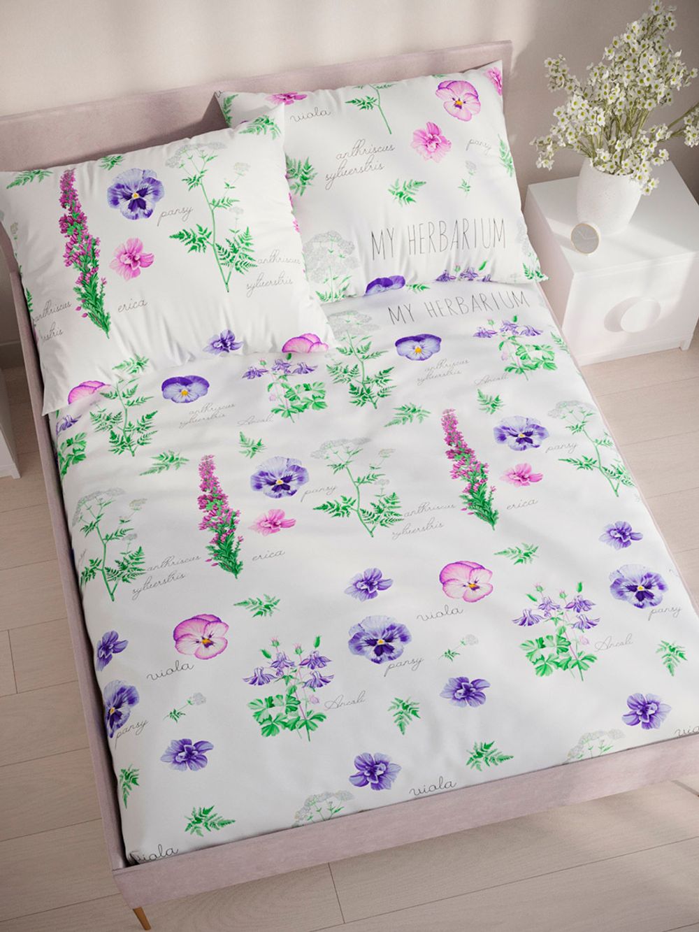 Наволочка комплект 2шт перкаль Сказка "HERBARIUM" 50x70 см на молнии