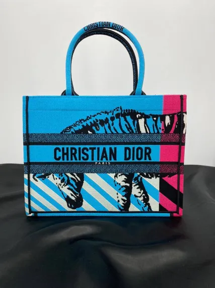 Сумка Dior Book Tote, модель среднего формата розовый/синий