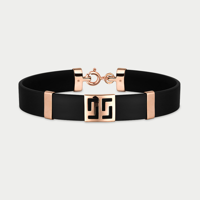 Браслет женский каучуковый с вставками из розового золота 585 пробы (арт. 7117к)