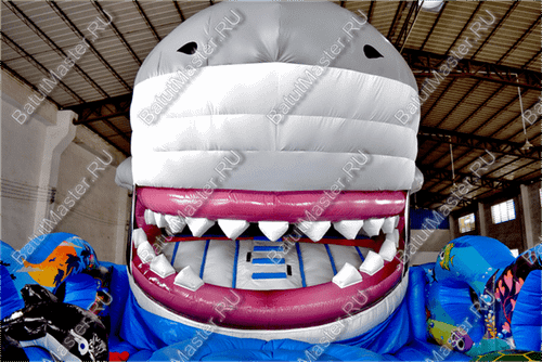 Коммерческий надувной батут "Акула-робот"